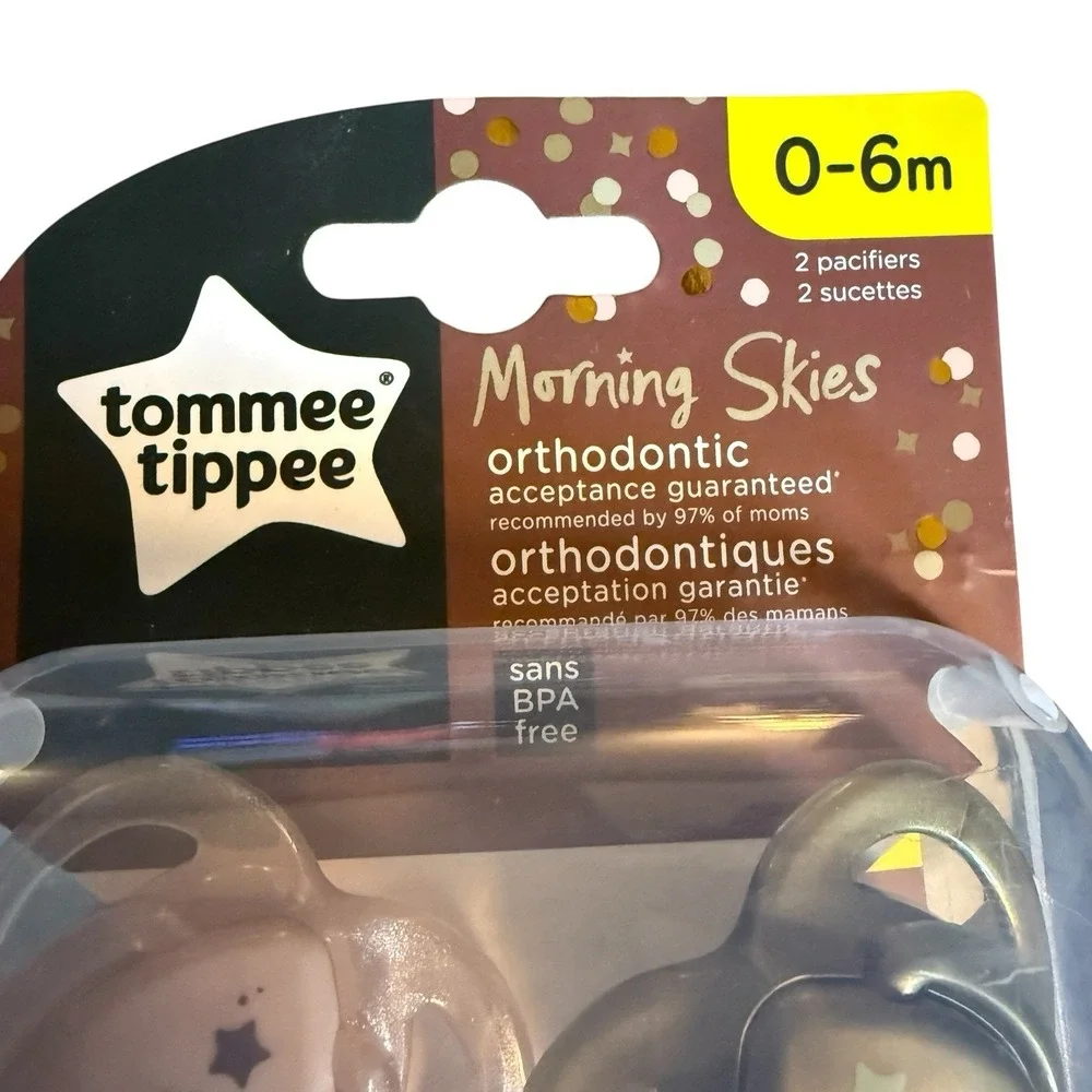 Tommee Tippee Morning Skies Orthodontic Pacifiers Lot Of 4 Blush Bronze 0-6M